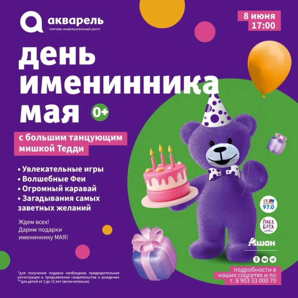 День именинника с огромным Мишкой Тедди 