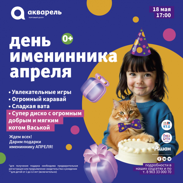 День именинника апреля  18 мая